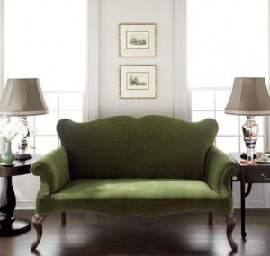 live breathe decor green velvet sofa